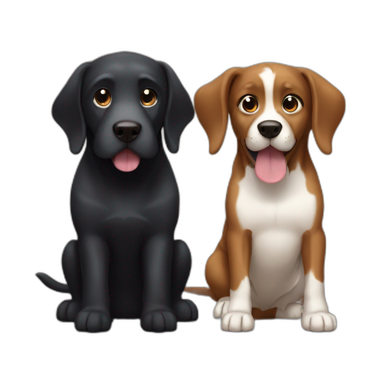 big black dog with small Brown dog with big ears emoji