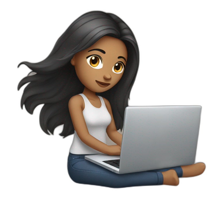 woman light brown skin long dark hair with laptop emoji