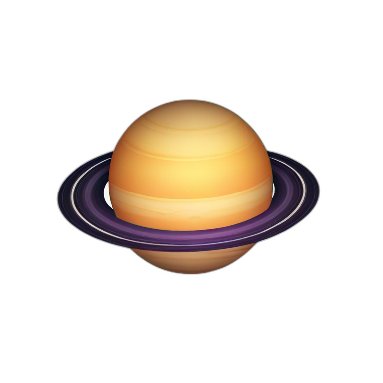 planet Saturn with a cartoon calm face with big beautiful eyes emoji