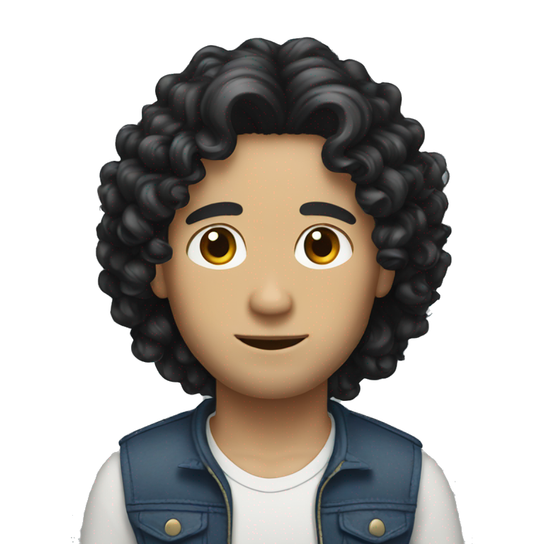 curly long black hair white man emoji