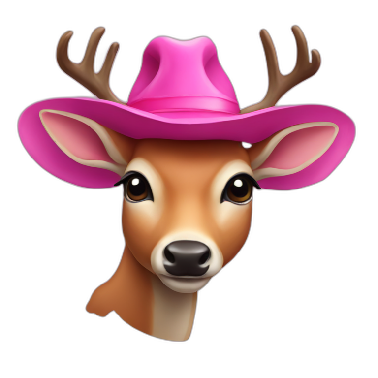 A humanoid deer with a Big pink hat emoji
