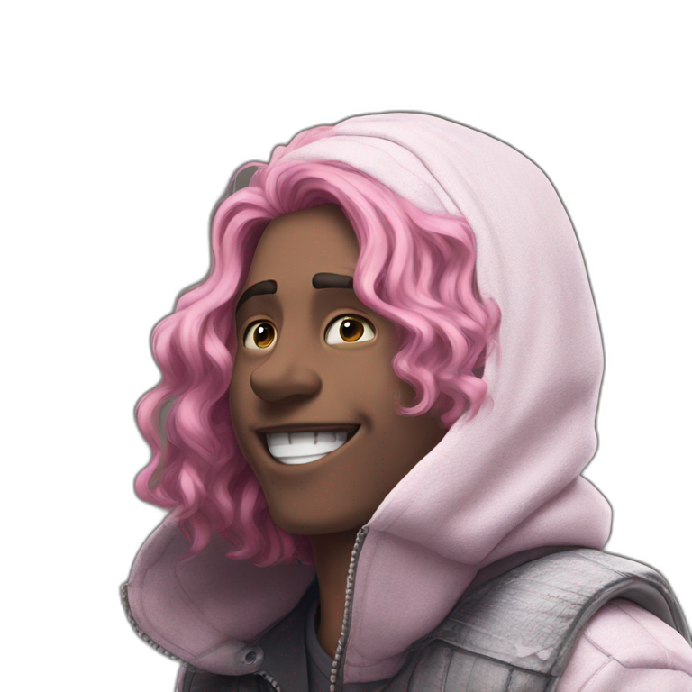 pink hair boy smiling portrait emoji