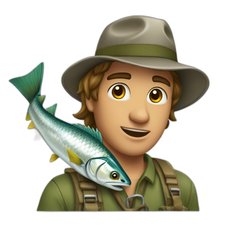 Jeune pêcheur avec tarpon emoji