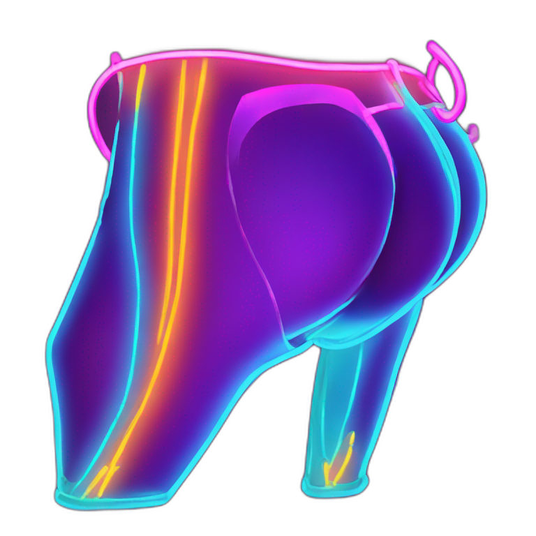 Juicy booty neon sign style emoji