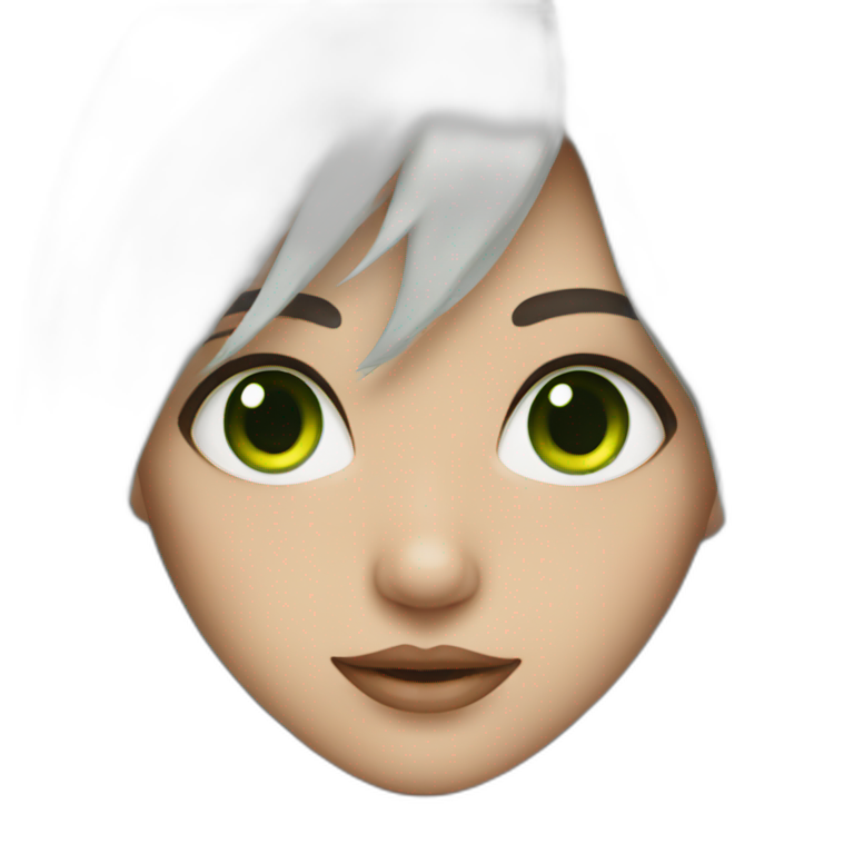 Girl with white hair and green eyes emoji