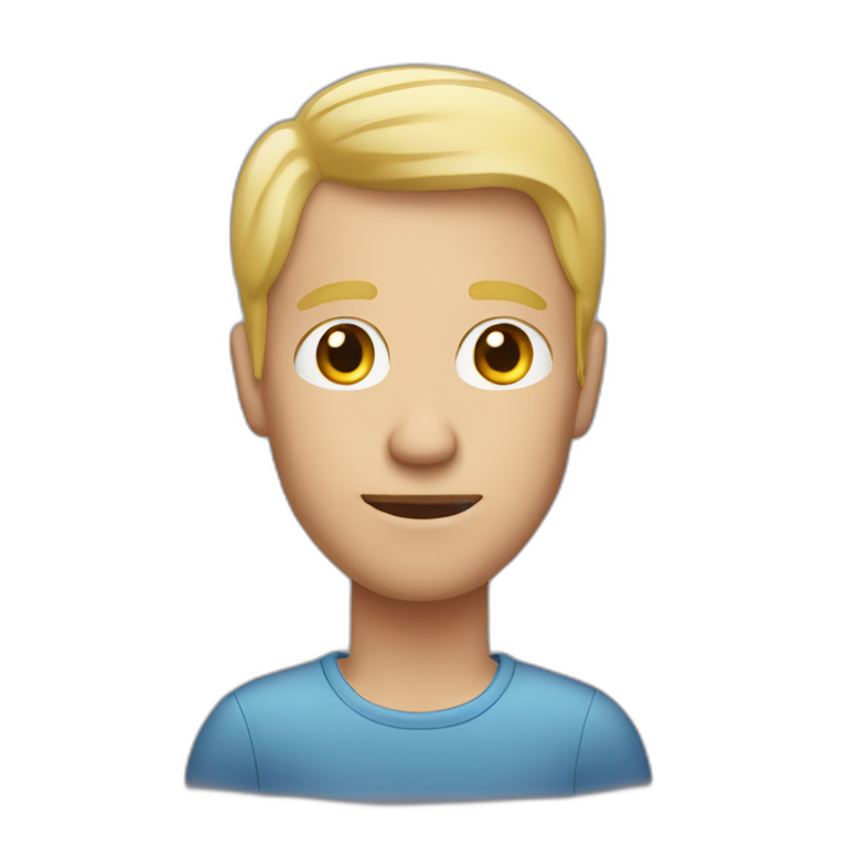 man with receding blonde hair holding iphone emoji