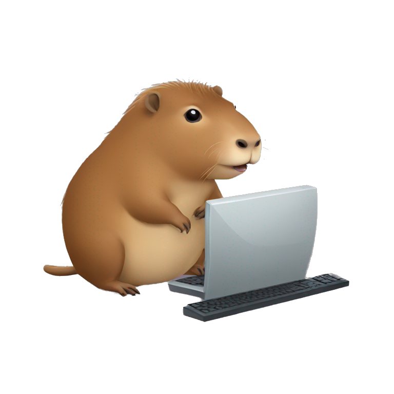 Capybara with computer emoji