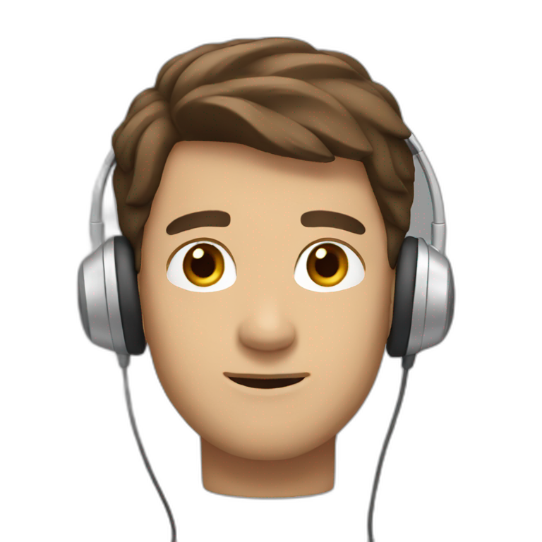 men, brown hair, headphone emoji