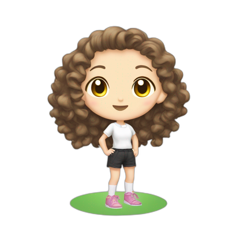curly-haired girl in soccer uniform emoji