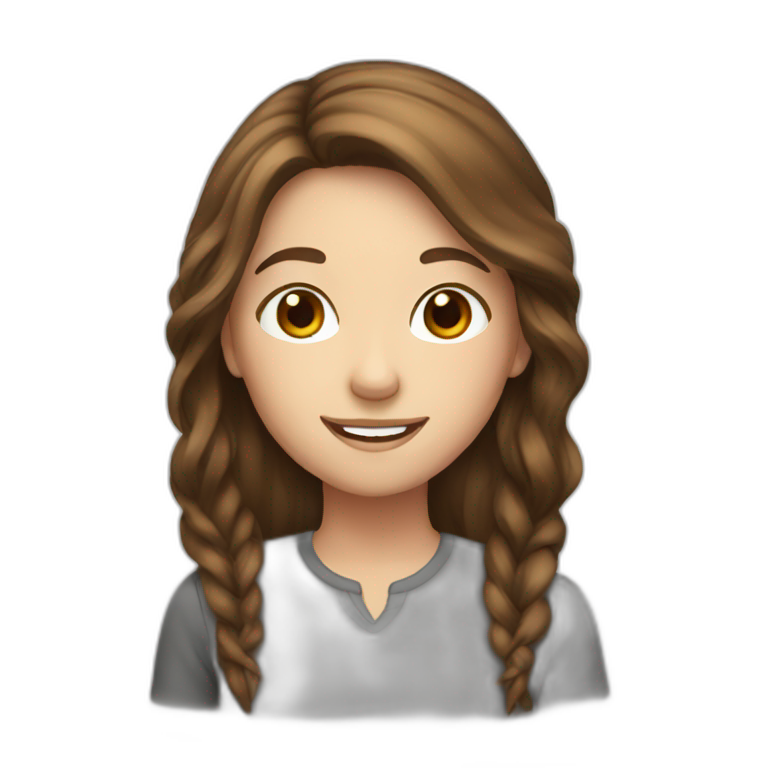 Girl with brown hair and braces emoji