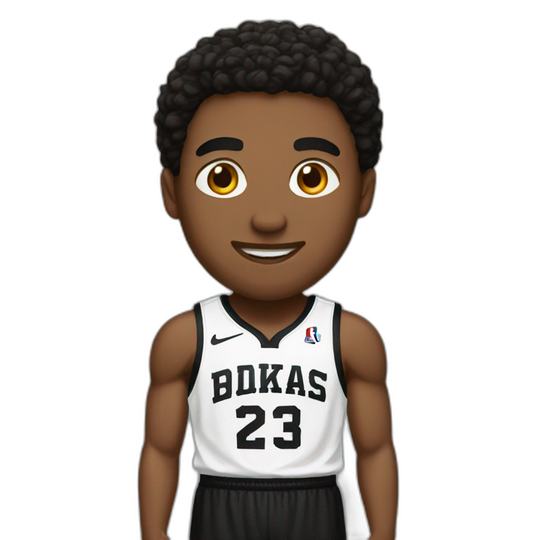 A basketball player dressed in white and black jersey emoji
