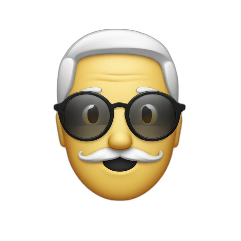 glasses and mustache man with OMG face emoji