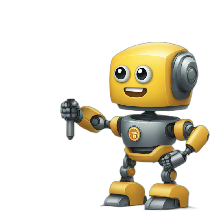 A robot holding a sign emoji
