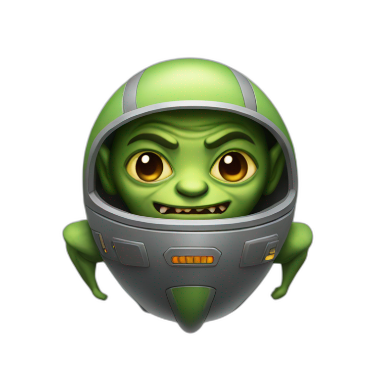 A goblin in a spaceship emoji