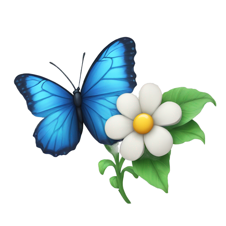 blue butterfly and flower emoji