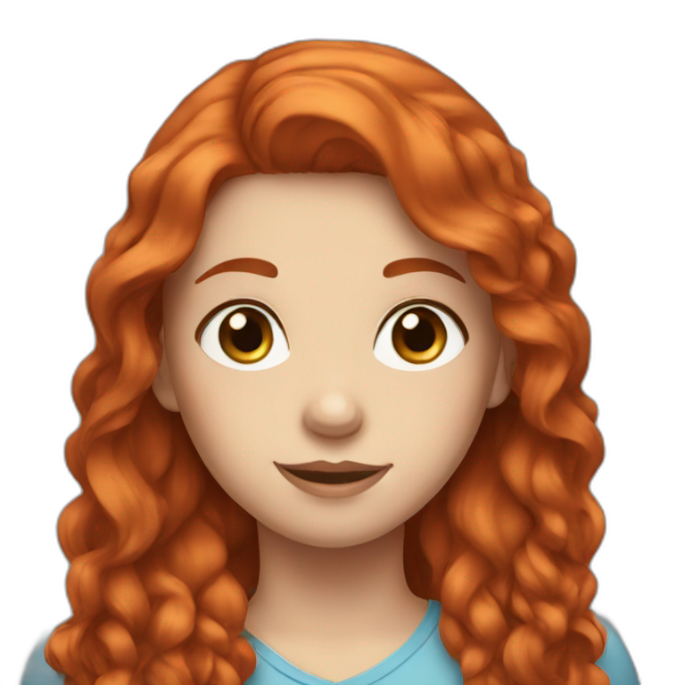 Girl with horse red hair and blue eyes emoji