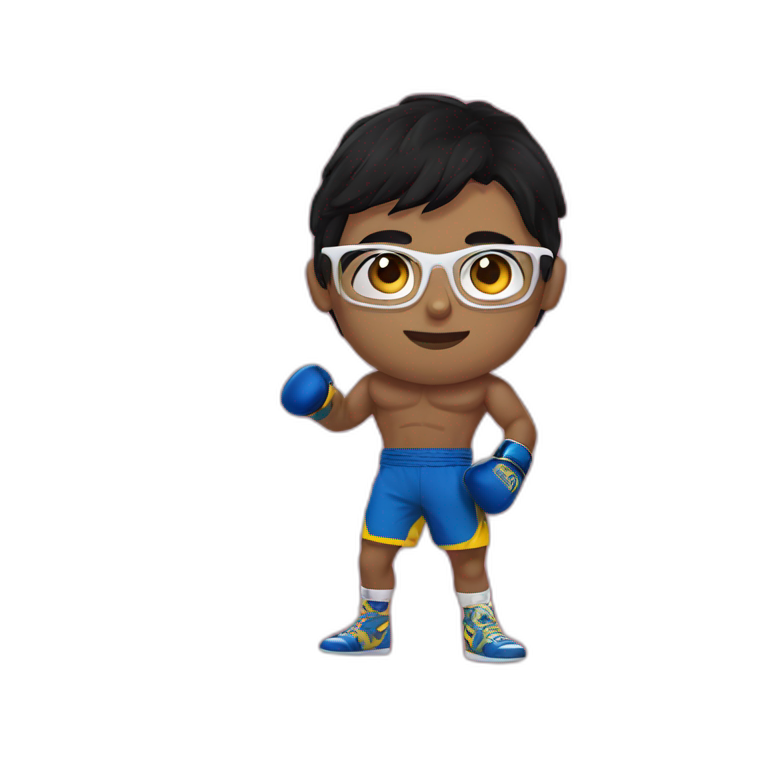 Boy Sri lankan MMA fighter with glases black hair emoji