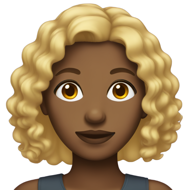 Medium dark skin woman with blonde curly hair emoji