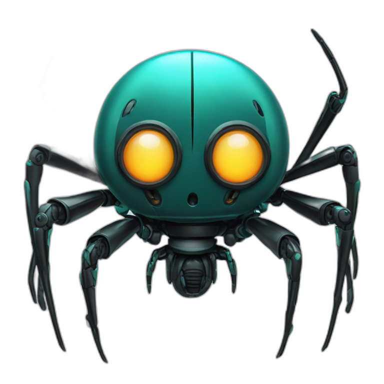 Evil spider robot aqua black emoji