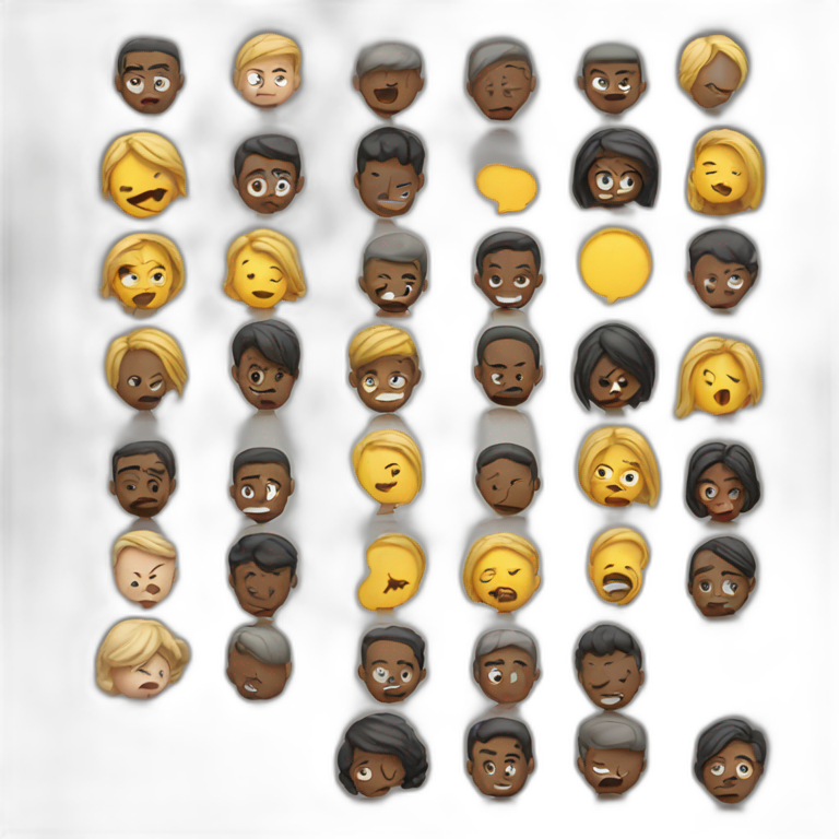 group of people with negative thoughts emoji