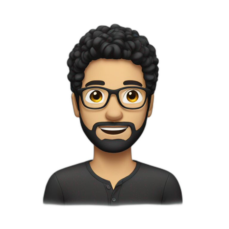 young white man with glasses and beard black hair emoji