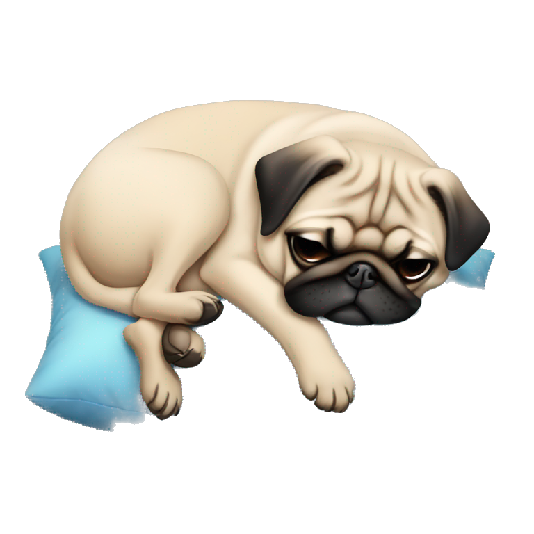 a pug dog sleeping on pillow emoji AI Emoji Generator