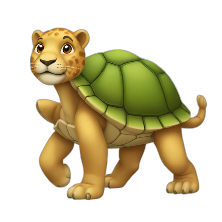 Une tortue sur un lion emoji
