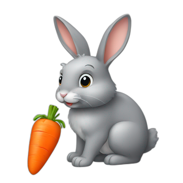 grey bunny eating a carrot emoji