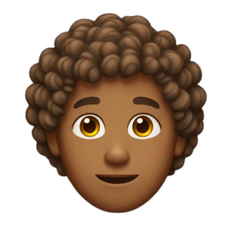 Brown boy with curly hair emoji