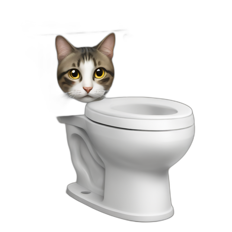 Hyper realistic cat flushing hyper realistic toilet emoji AI Emoji Generator