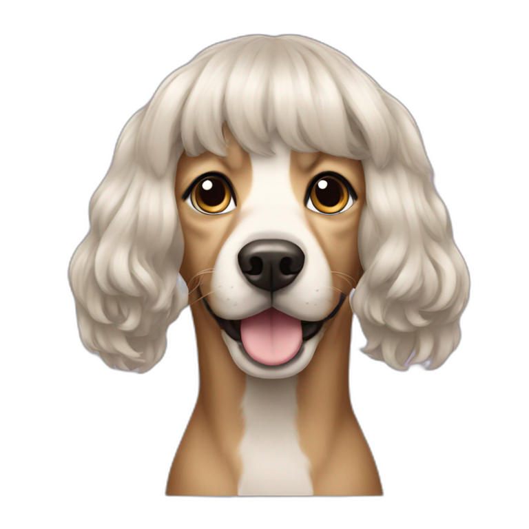 Dog wearing wig emoji