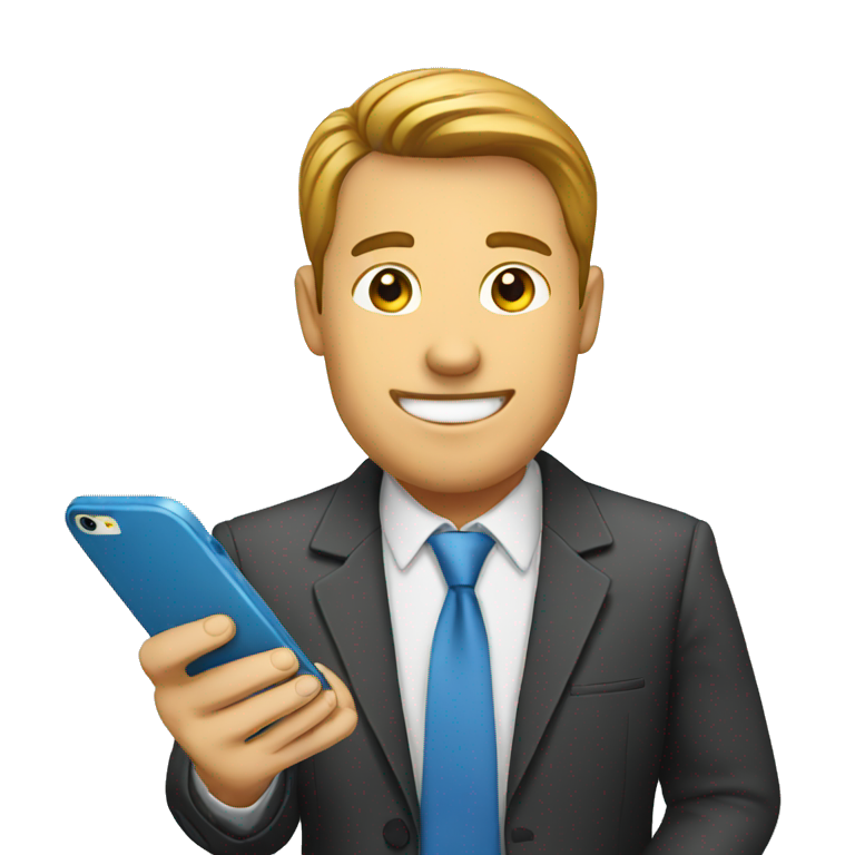 Sales man showing his phone emoji