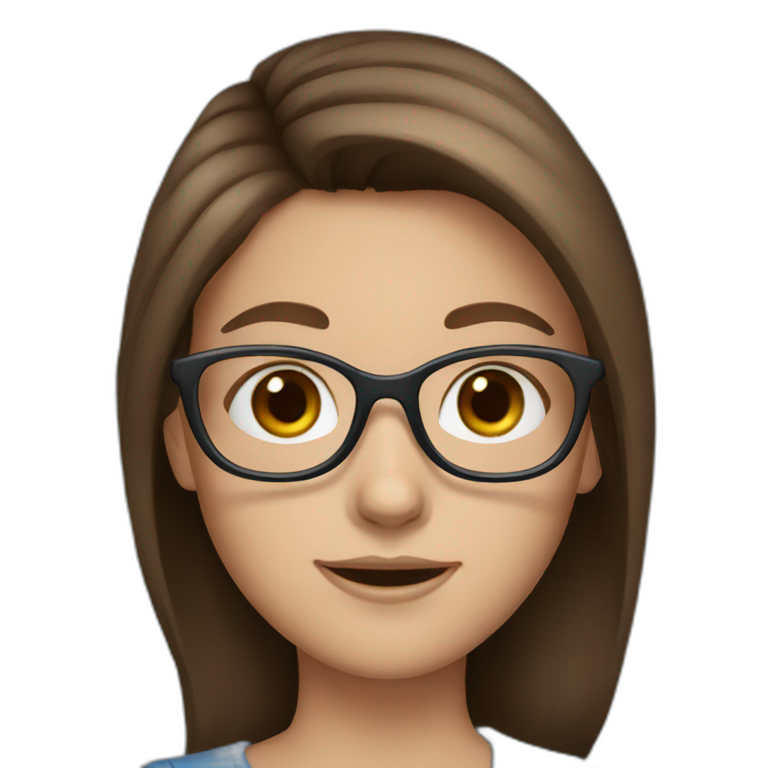 girl with brown hair blue eyes and glasses emoji