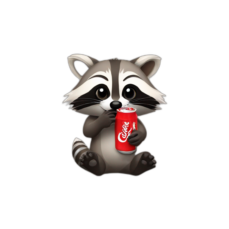 Raccoon drinking coke emoji