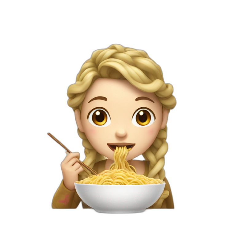 A princess eating noodles  emoji