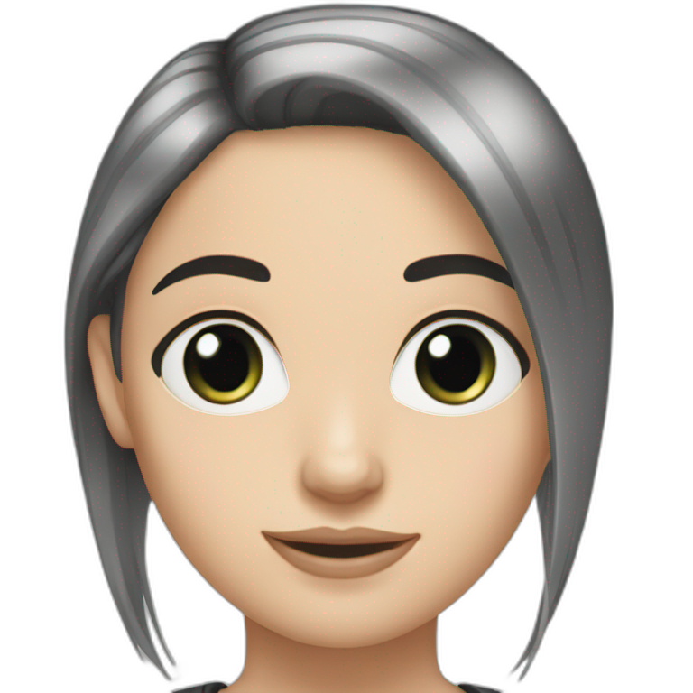 white girl long black straight hair emoji