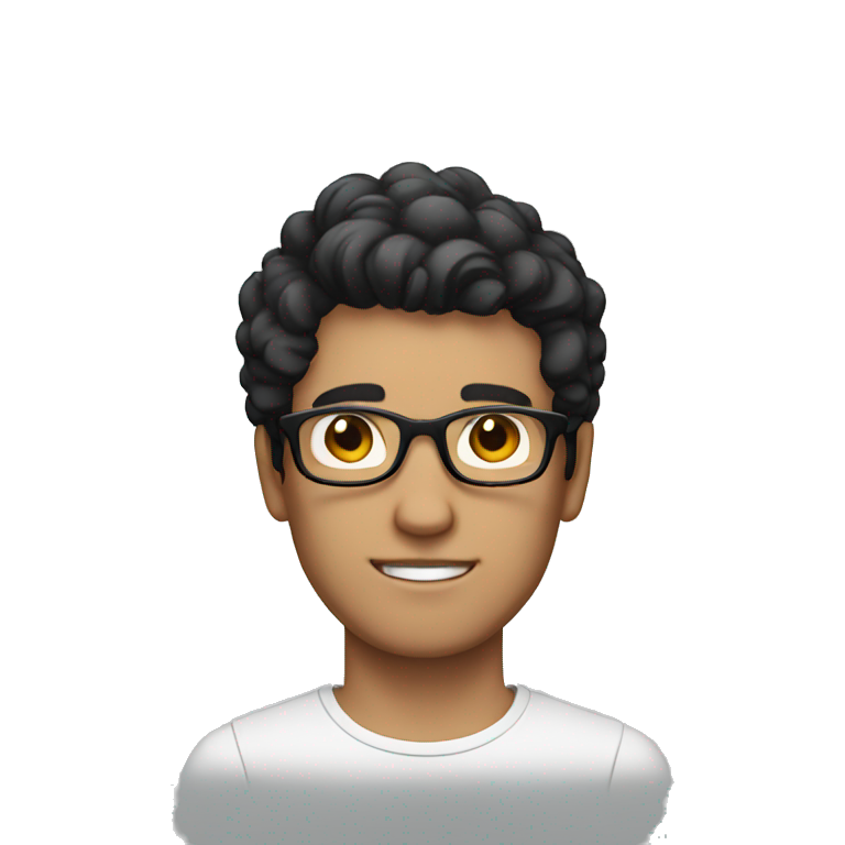 a guy white with glasses, with black hair and short hair emoji