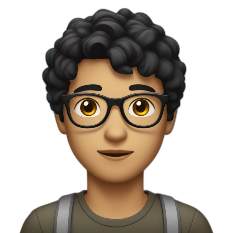 Fair skin boy with black glasses and black hair emoji