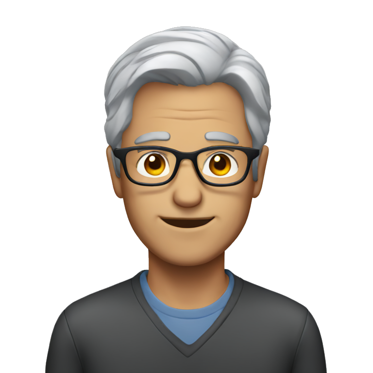man with grey hair and glasses emoji