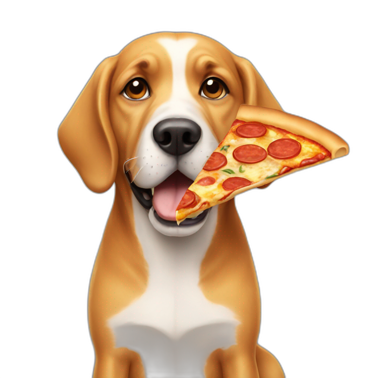 Dog with pizza emoji