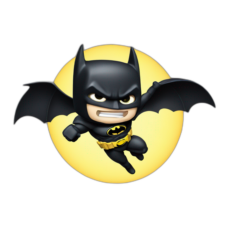 Batman chibi jumping bat signal emoji