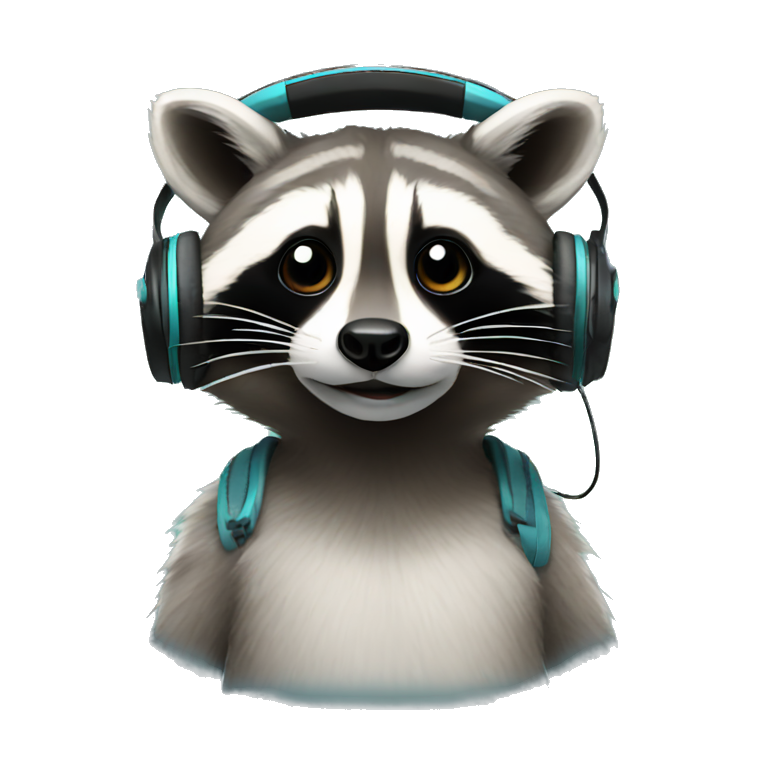  raccoon with headphones emoji