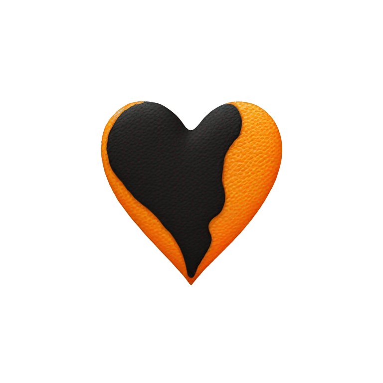 Half black and half orange heart emoji