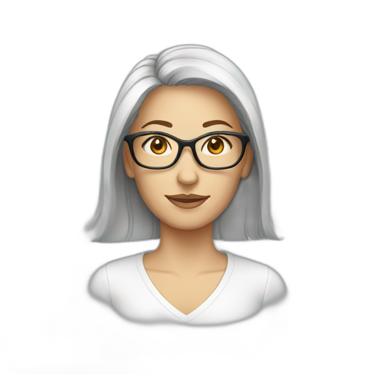 white woman wear glass emoji