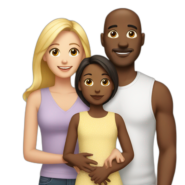 interracial couple with daughter emoji