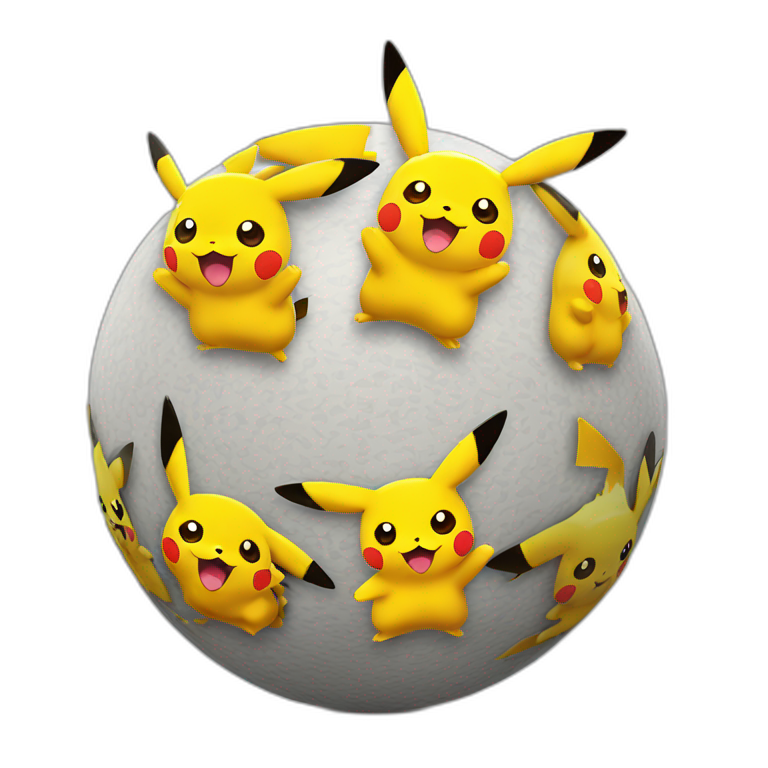 3d sphere with a cartoon Pikachu skin texture emoji