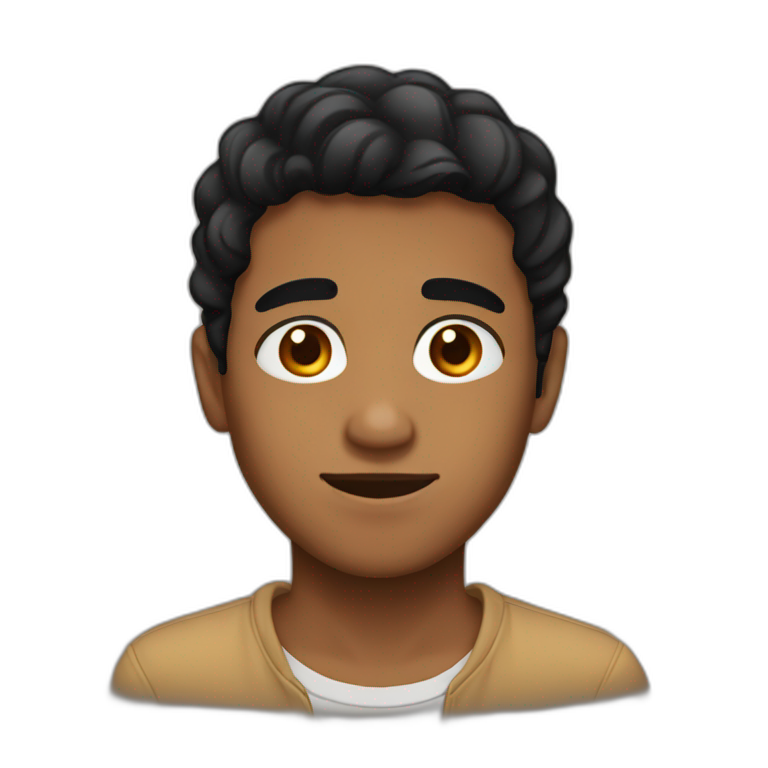 half brown boy with brown eyes and half black hair emoji