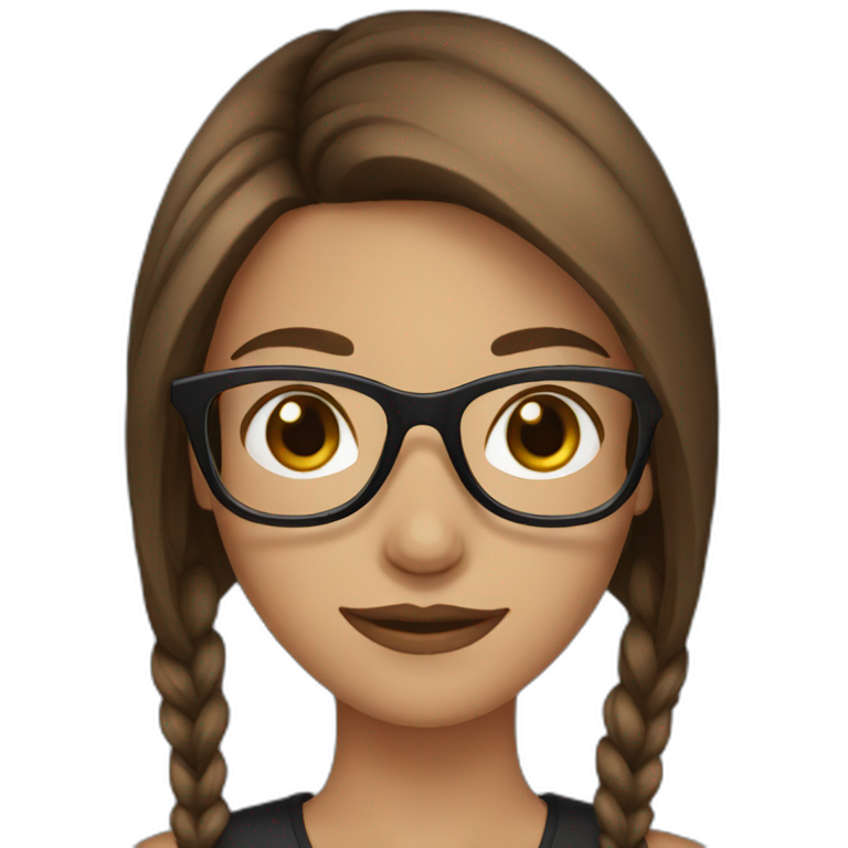 Brown hair girl with black glasses emoji
