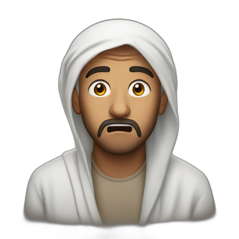 Scared Muslim man emoji