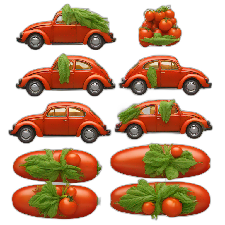 vw beetle made from a tomato emoji